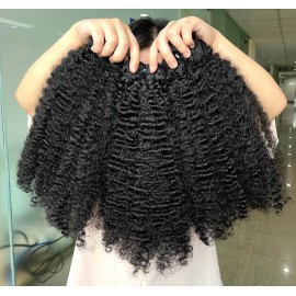 14a Grade Human Hair Bundles Bone Straight Original Burmese Curly Human Hair Wigs Bundles Supplier Hair Extensionscolor: 1 bundle kinky curly, Stretched Length: 12 inches