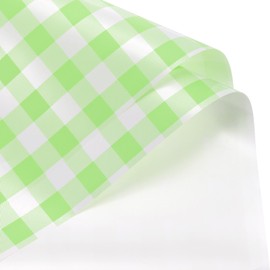 MECCANIXITY Flower Wrapping Paper Waterproof Floral Wrap Plaid Light Green Gift Packaging 22.8 x 22.8 Inch Used for DIY Crafts Bouquet Packaging 20 Pcs