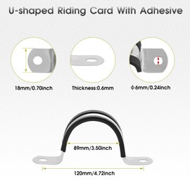 12Pcs 89mm Cable Clamp, Rubber Cushioned 304 Stainless Steel U-Shape Pipe Strap, Anti-Vibration Hose Clamp Tube Holder for Pipe, Tube, Wire