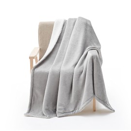 CASUAL LIVING 32599 Plush Reversible Throw Blanket Home and Hotel Luxury Premium Collection Machine Washable Easy Care Couch Warm Sofa Blankets, Throw 50 x 60-inch, Grey