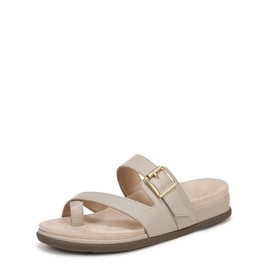 VIONIC Women's Carmela Thongs Flip-Flop, Oatmeal Beige Leather, 9 Wide