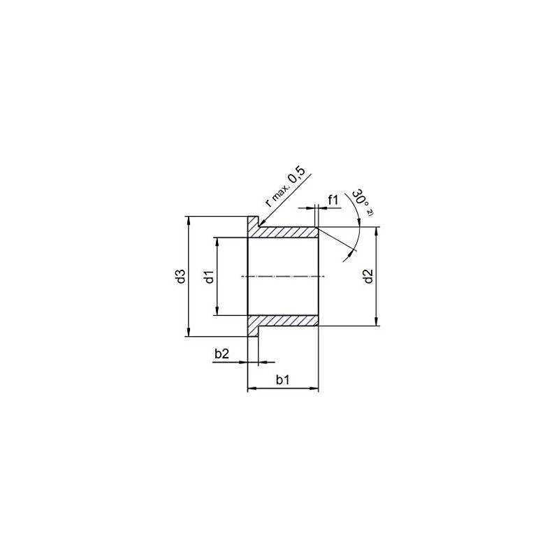 Plain bearing with collar GFM-2830-36, diameter d1 = 28 mm,