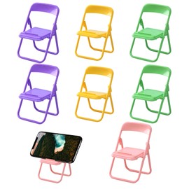 STNRST-IN 8Pcs Multicolour Mini Folding Chair Cell Phone Stand, Foldable Universal Candy Color Desktop Mobile Phone Holder, Cute Folding Chair Cradle for Desk, Gift Accessories, Workspace Organizers