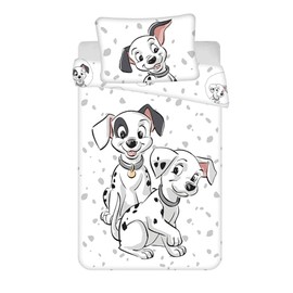 Jerry Fabrics 101 Dalmatians Bedding Set for Cot or Small Bed, Duvet Cover 100 x 135 cm + Pillowcase 40 x 60 cm, Reversible