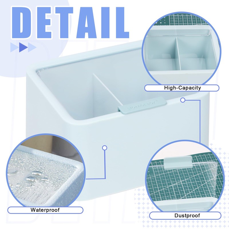 GLARKS 1 Pack Blue Cotton Pads Holder, 2 Sections Qtip