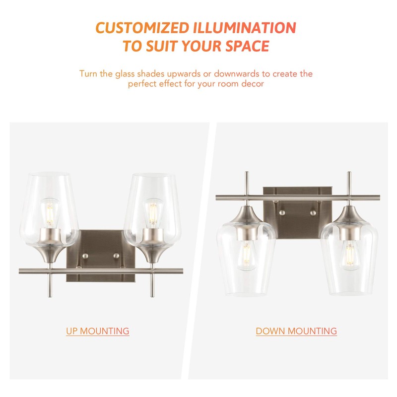 2 Light Vanity Light Brushed Nickel, Black (Brushed Nickel)