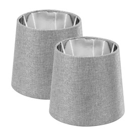 Navaris 2 x Lampshade Table Lamp E14 Round - 15.2 x 13.7 x 17.2 cm - Lampshades for Table Lamp Set - E 14 Lampshade - Grey Silver