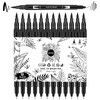 SFSASO Black Drawing Pens, 12 Pack Dual Tip Brush Pens