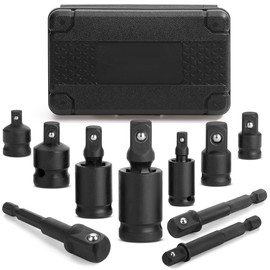 Bates- Impact Socket Adapter and Reducer Set, 10 pcs, 1/4" 3/8" 1/2" Drive, 1/4" Hex Shank, Impact Universal Joint Socket Set, Impact Sockets Adapter Set, Socket Adapter Set, Impact Adapter Set