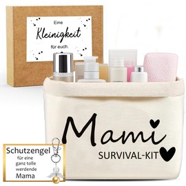 MKISHINE Mami Survival Kit Gift Box, Gift Set for Expecting Mothers, Gift Basket with Guardian Angel Pendant for Your Girlfriend, as a Gift for Birth Mother, Survival Kit Mum