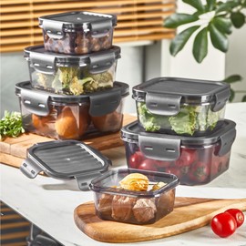 cev home essentials 12-Piece Food Storage Container Set – Airtight, Leakproof, BPA-Free Plastic Storage Boxes with Locking Lids – Stackable Meal Prep Containers, Microwave, Freezer & Dishwasher Safe