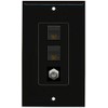 RiteAV Decorative 1 Gang Wall Plate (Black/Black) 3 Port - 2 x Cat6, 1 x Coax