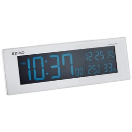 Seiko Clock DL305W Radio Controlled Digital Alarm Clock, Desk Clock, Color LCD, 02: Pearl White, AC Powered, Size: 2.9 x 8.7 x 1.8 inches (7.3 x 22.2 x 4.5 cm)