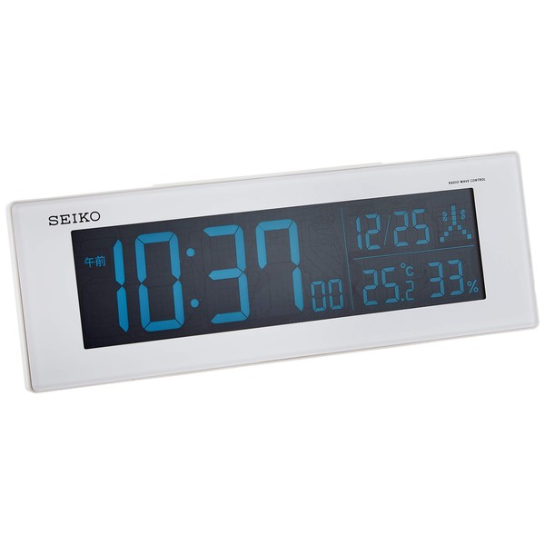 Seiko Clock DL305W Radio Controlled Digital Alarm Clock, Desk Clock, Color LCD, 02: Pearl White, AC Powered, Size: 2.9 x 8.7 x 1.8 inches (7.3 x 22.2 x 4.5 cm)