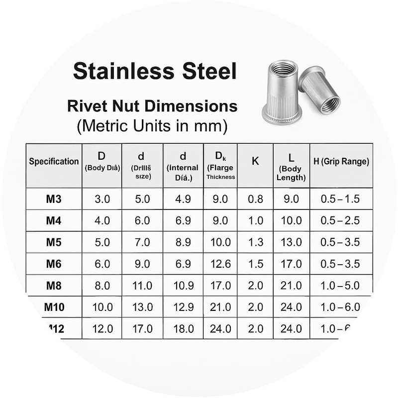 Rivets - M6 Stainless Steel Blind Rivet Nut - Bag