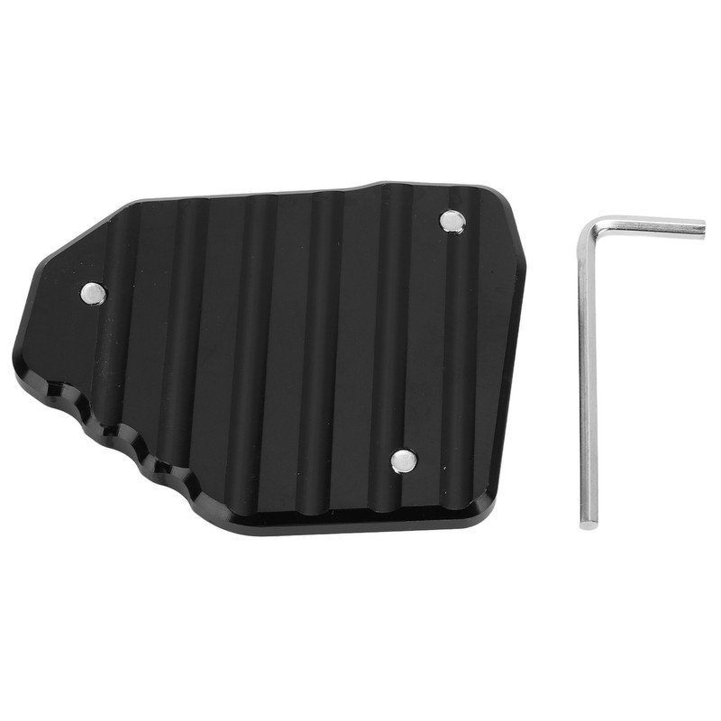 Black Motorcycle Kickstand Extension Plate Aluminium Alloy Side Stand Enlarger