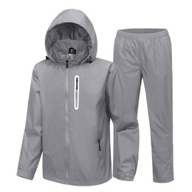 Men's Rain Suit Waterproof Lightweight Hooded Rainwear for Golf, Hiking, Travel, Running