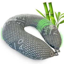 Sacred Thread Grey Travel Pillows for Airplanes, Rayon Derived from Bamboo Neck Pillow, Best Rated Travel Pillows with Cooling Memory Foam, Neck Pillows for Sleeping Travel, Airplane Headrest Pillow