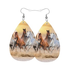 Horse Teardrop Earrings For Women, Dangle Earrings Jewelry For Women, Lightweight Faux Leather Earrings Gifts