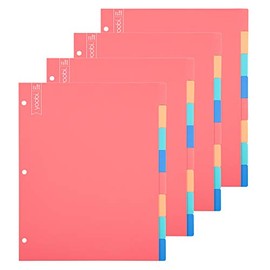 Yoobi 4 Pack Binder Dividers (8 per Pack) – Multicolor Dividers for 3 Ring Binder – Sturdy Poly Binder Organizer Page Tabs w/ Blank Sticky Labels - Binder Dividers with Tabs for School, Office, Home