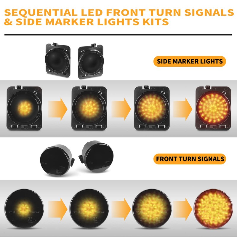 Gempro LED Sequential Turn Signals Side Marker Light Kits for