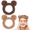 Wanmu 2Pcs Spa Headbands for Women Girls, Cute Fluffy Bear