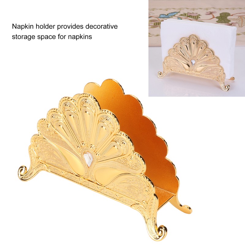 Napkin Holder Classical Metal Peacock Embossed European Style Table Tissue