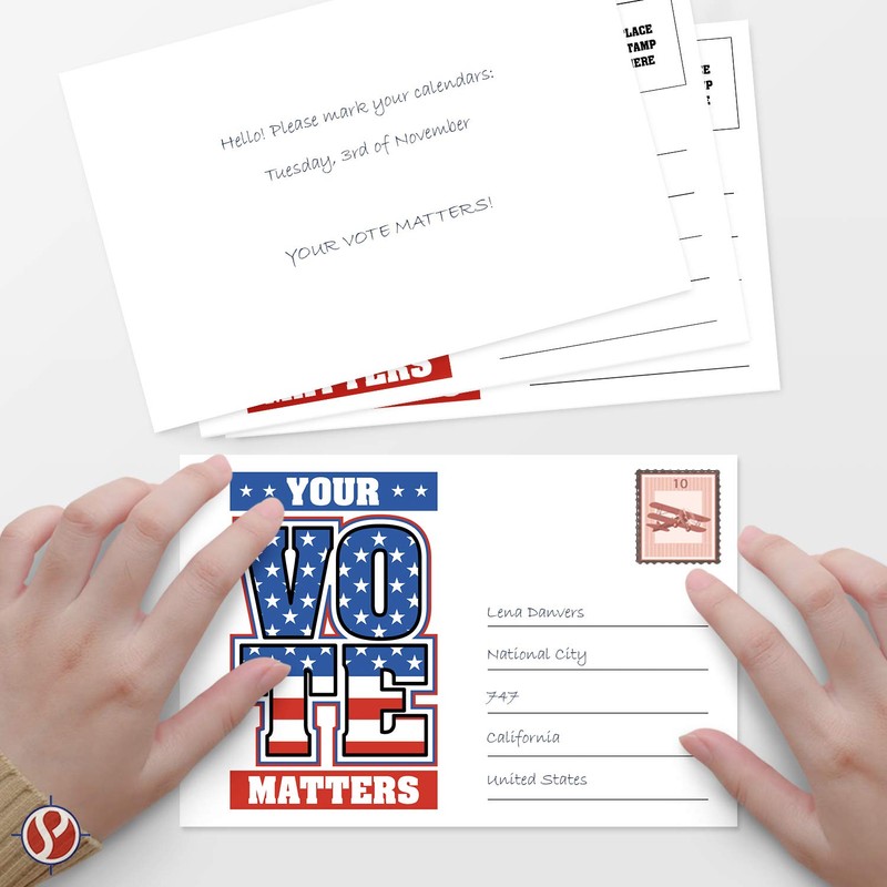 Your Vote Matters – Blank Patriotic Voting Post Cards for