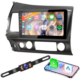 4G+64G Android 13 Car Radio for Honda Civic 2006-2011 with Wireless Carplay Android Auto GPS Navigation 10.1 Inch IPS Touch Screen Head Unit, Support Steering Wheel Control, Mirrorlink, Backup Camera