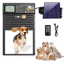 XRDZYXGS Smart Automatic Pet Door | Radar, Timer & Light Sensor Modes | Durable Aluminum, Weatherproof, Solar & USB Rechargeable | 24/7 Operation for Small Dogs & Cats (Black)
