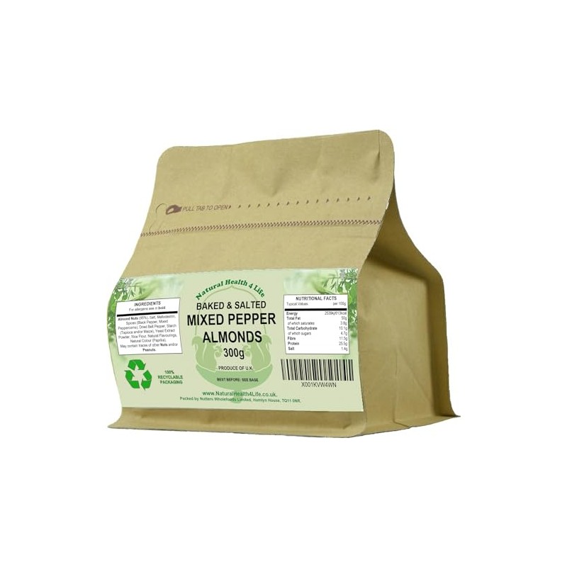 Natural Health 4 Life Baked & Salted Mixed Peppercorn Almond