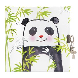 goldbuch 44 393 Panda Diary in Turnowsky Design, 96 White Pages, Lockable Notebook, Journal with Lock, Cover with Art Paper, Silver Embossing and Relief, Approx. 16.5 x 16.5 cm