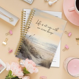 XPH Ocean Mental Health Spiral Notebook, Coastal Relax Inspirational Journaling Notebooks for Counselling Therapy Office School, Beach Positive Hardcover Journals for Women 160 Pages 5.5 x 8.3 Inch