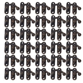 30 Pieces Small Box Latch Hasps, Antique Right Latch Hook Hasp Retro Style Iron Latch Hook Hasp for Jewellery Gift Boxes with 120 Pieces Replacement Screws (Bronze Right Carabiner Hook)