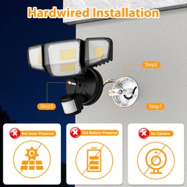 90W 10000LM LED Security Lights Motion Sensor Outdoor Lights, 4 Head Dusk to Dawn, 6500K Daylight Flood Lights Outdoor Motion Sensor, IP65 Waterproof, Motion Light for Outside, Garage, Yard, Porch