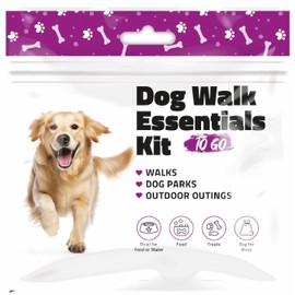 Dog Walking Essentials Kit – Travel Pack with Disposable Bowl, Dog Food, Treats & Waste Bag – Pet Supplies for Walks, Camping & On-the-Go Use (Purple) (1)