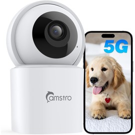 CAMSTRO 3K Indoor Security Camera, Baby/Pet Monitor Camera, 360° Pan & Tilt for Home Security, 2.4/5GHz WiFi, Night Vision, Two-Way Audio, SD Card/Cloud Storage, No Monthly Fee, Works with Alexa
