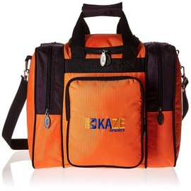 KAZE SPORTS Deluxe Bowling Bag for Single Ball - Tote Bag with Two Side Pockets (Orange Purple)