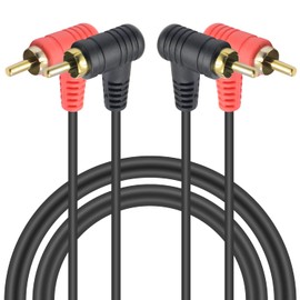 Duttek 90 Degree 2RCA Cable 1m, 2 RCA Male to 2 RCA Audio Stereo Subwoofer Cable Audio Cable for Audio, Speaker, Home Theater, Surround Sound, HDTV, TV, Studio, Soundbar
