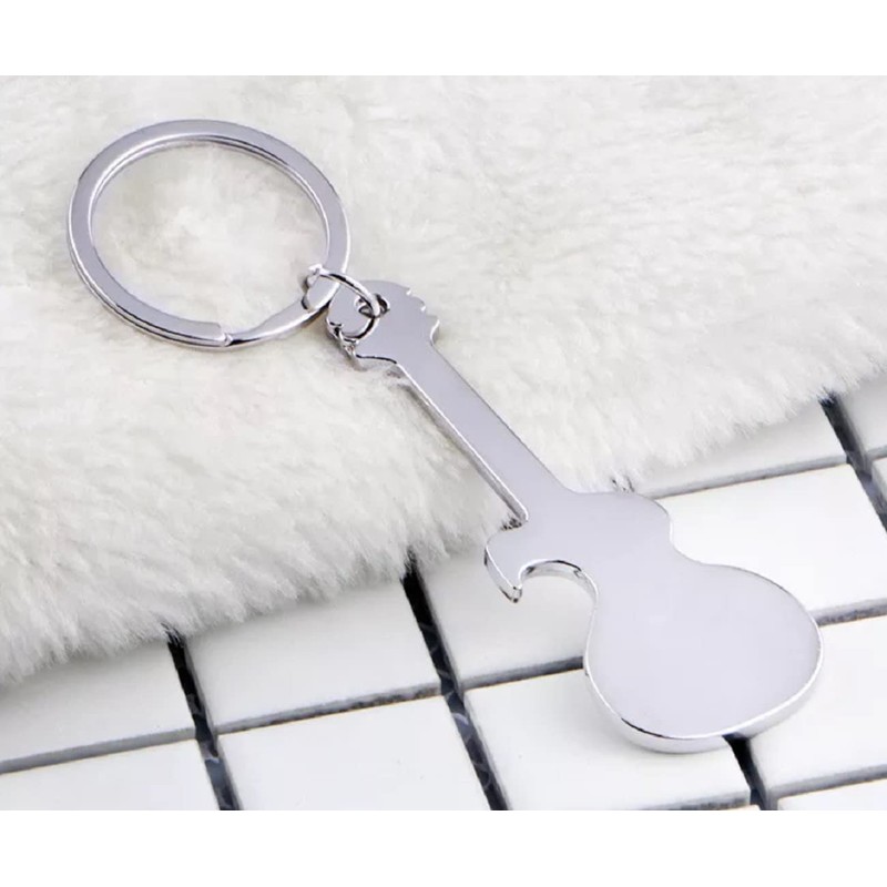 Sportigo ® Guitar Keyring with Bottle Opener in Silver /