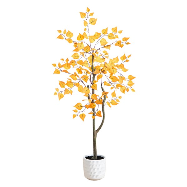 Nearly Natural 4ft Autumn Birch Artificial Tree - Lifelike Fall