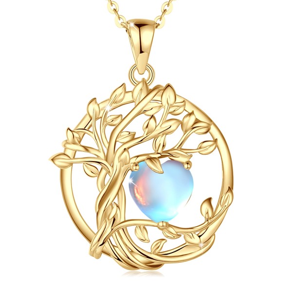 FANCIME Tree of Life Moonstone Necklace for Women 925 Sterling
