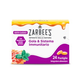 Zarbee's Gola & Sistema Immunitario Gusto Classico/Original, Integratore difese immunitarie per adulti e bambini 6+ anni, Pastiglie gola irritata, Senza glutine e senza lattosio, 24 pastiglie