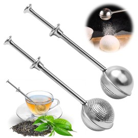 Pack of 2 Tea Strainer for Loose Tea, Stainless Steel 304 Teaballs with Telescopic Handle, Tea Tongs, Tea Infuser Fine Mesh for Loose Tea, Rose, Coffee, Spices