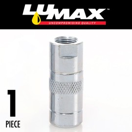 LUMAX LX-1400 Silver 1/8" NPT Standard Grease Coupler for Grease Guns, with Four Hardened Steel Jaws for Durability