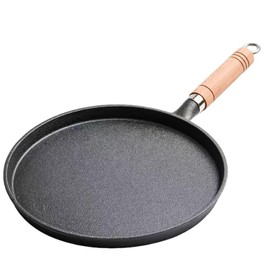 Yunlaishaocer Gusseisenpfanne, 20cm Bratpfanne Grillpfanne mit Holzgriff, Runde Pfanne Gusseisen Ohne Beschichtung Induktion Bratpfanne, Gasherd und Induktion Kompatibel, Spiegeleier, Steak(Schwarz)