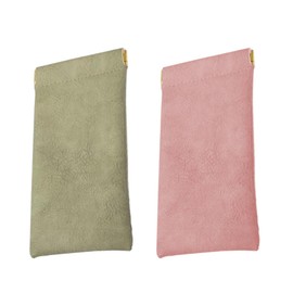 PYAIOVR Pack of 2 PU Leather Soft Glasses Case Protective Case Portable Sunglasses Case Squeeze Top Glasses Bag for Men and Women Pink Green, gold
