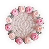 Crochet Pink Rose Floral Coaster 1-Pack - 5.1" Light Pink
