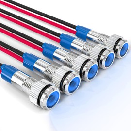 GASHER 5 PCS Energy Saving Indicator Light, LED Light 12V/24V/110V 20mA Panel Mount Light for Car Truck Boat Auto Part, Mounting Hole Size 6mm Blue LED (12V)