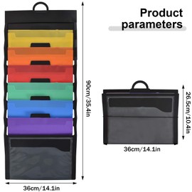 Colexy Hanging Wall File Folder Organiser, A4 Cascading Magazine Chart Storage Pockets, Hanging Wall File Organizer with 6 Large Pockets for School Office Paper, Document, Mails, Books